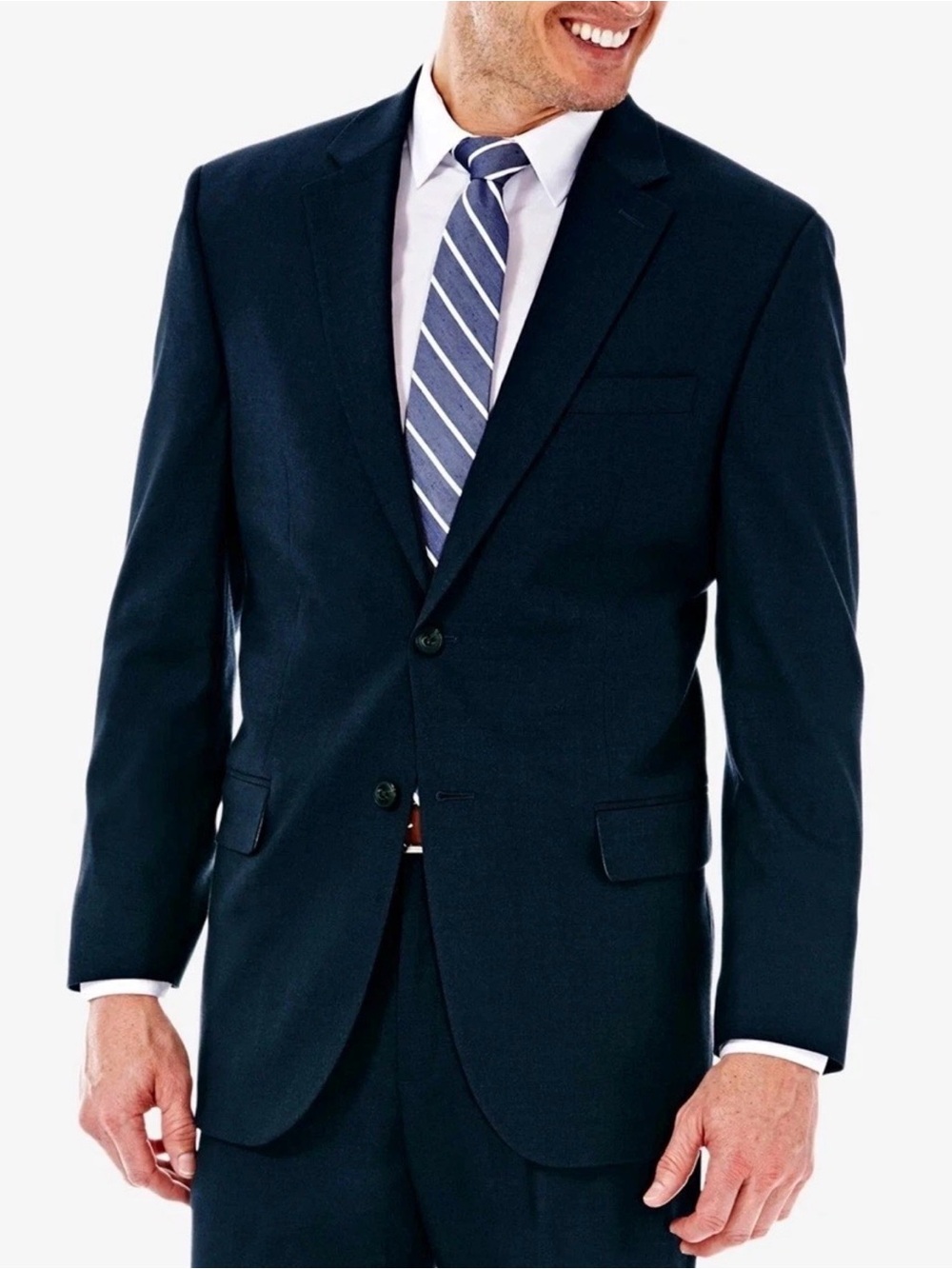 New $220 Haggar JMH Premium Classic-Fit Stretch Suit Jacket Men's 42R Navy Blue